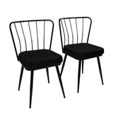 Set of Dining Room Chairs Black Velvet