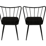 Set of Dining Room Chairs Black Velvet