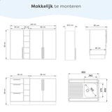 Kleine keuken 140 cm - Wit Eiken - Modern