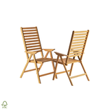 Collapsible set of 2 Garden Chairs Adjustable Hard Wood FSC quality mark